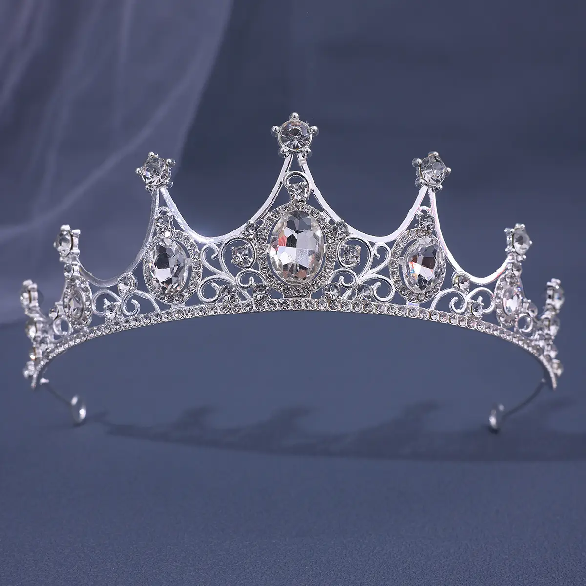 Vintage Baroque Crown with Blue Rhinestones - Image 13