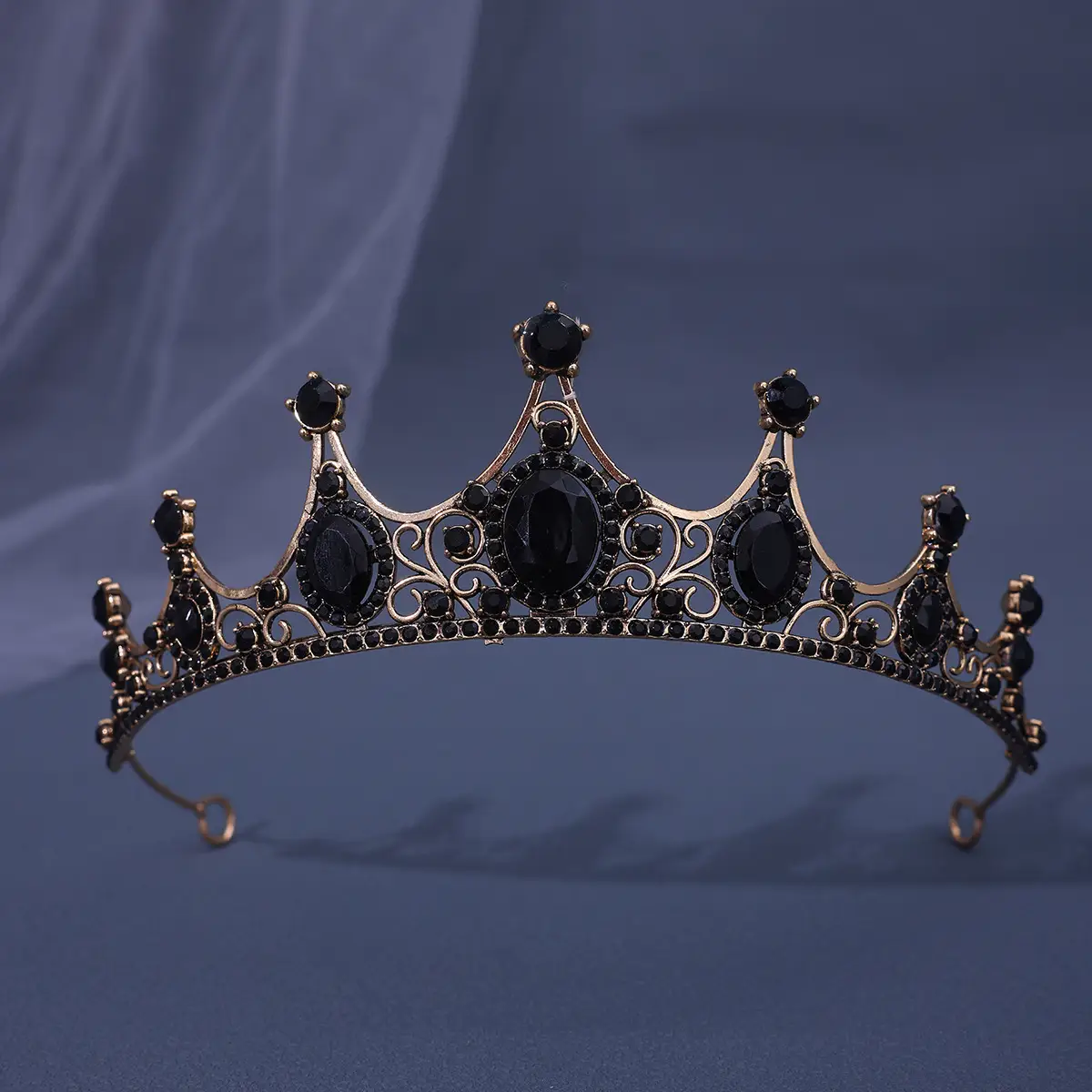 Vintage Baroque Crown with Blue Rhinestones - Image 15