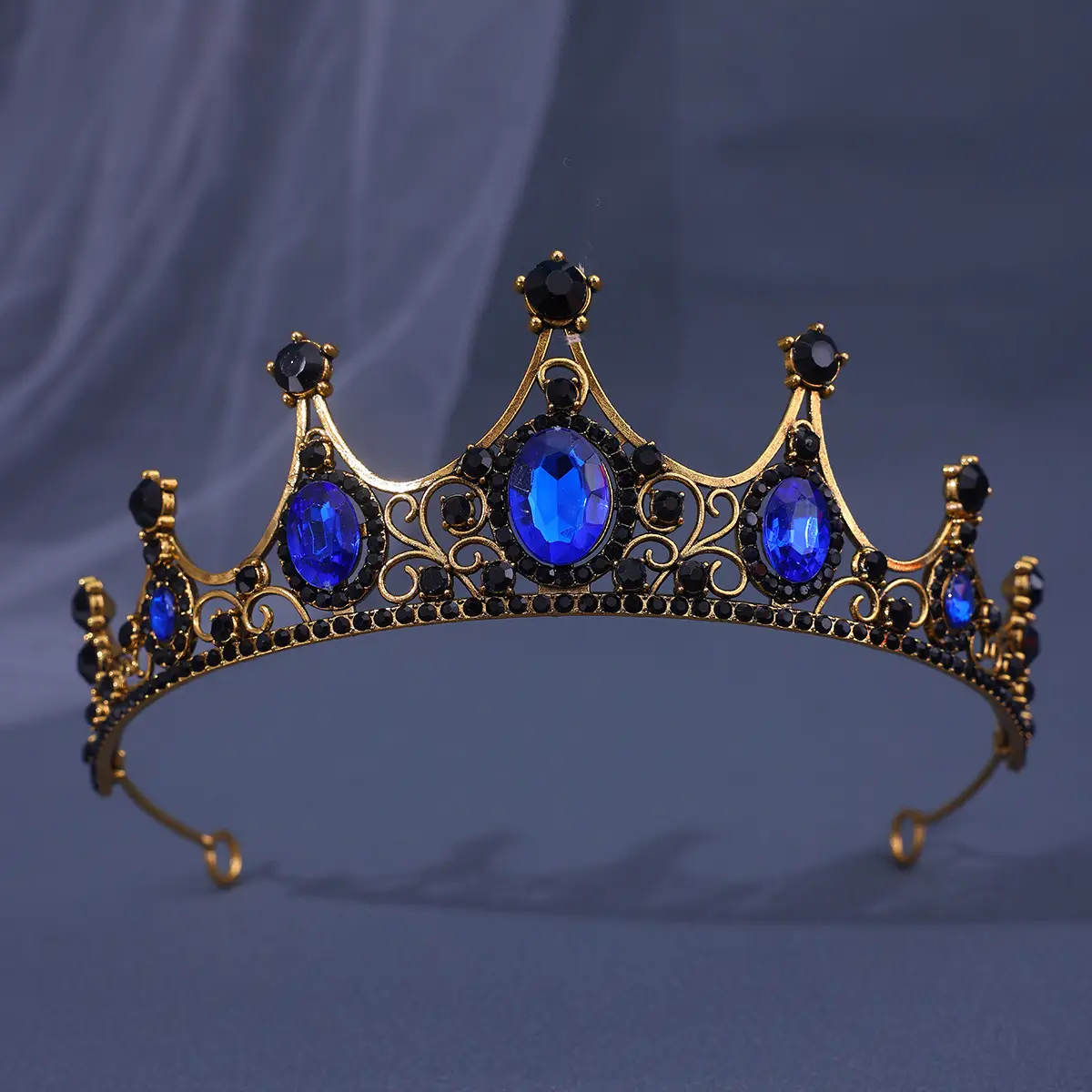 Vintage Baroque Crown with Blue Rhinestones - Image 16