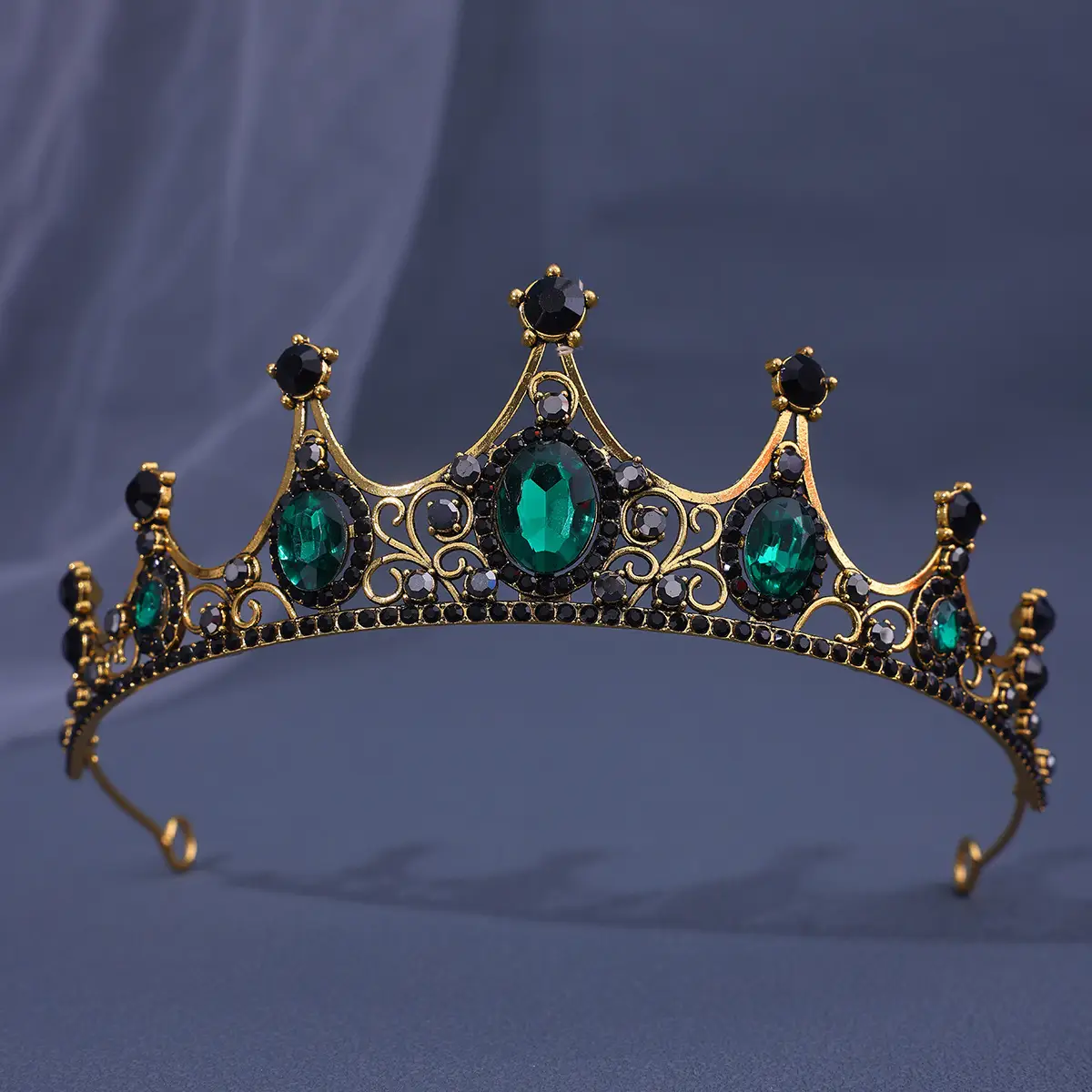Vintage Baroque Crown with Blue Rhinestones - Image 17