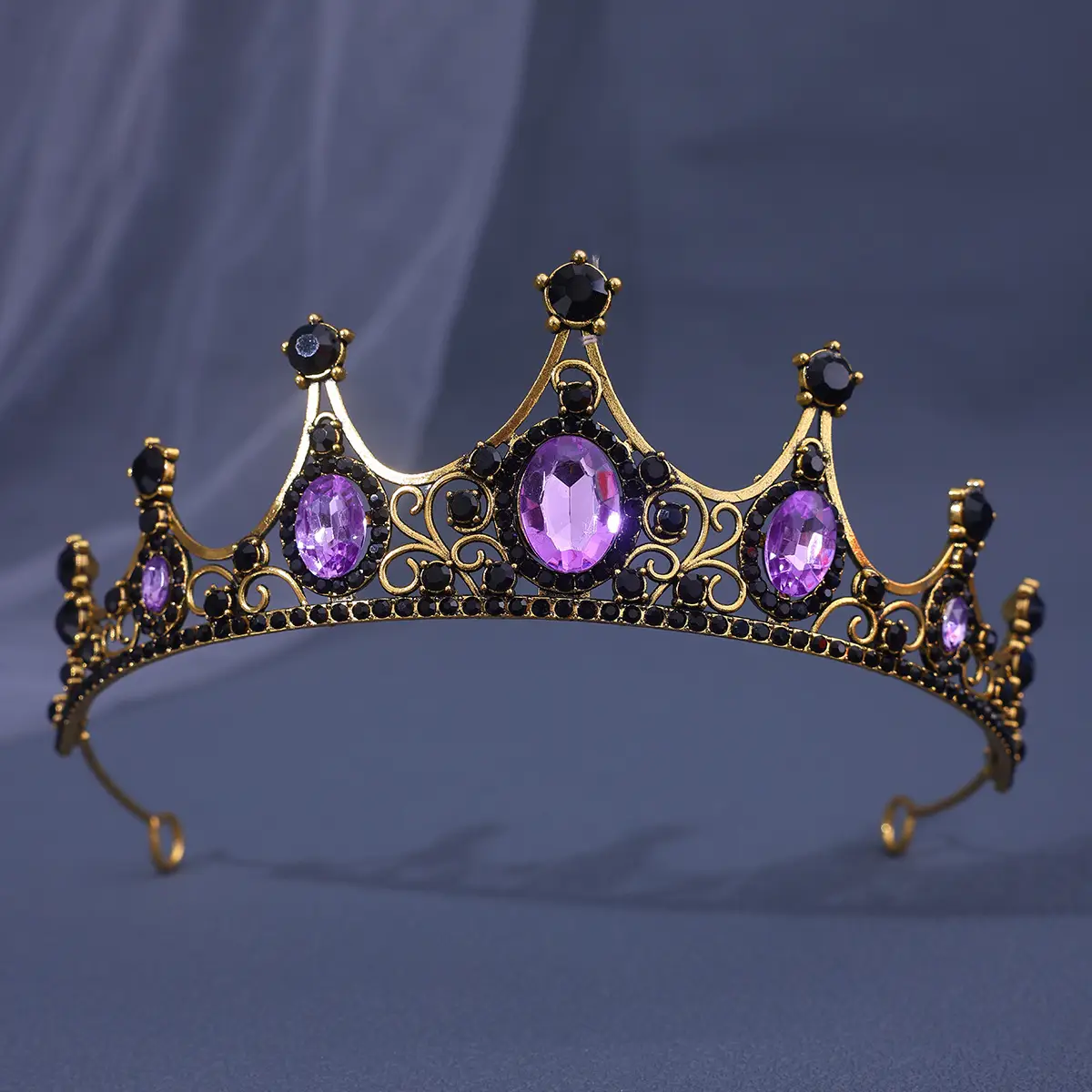 Vintage Baroque Crown with Blue Rhinestones - Image 18