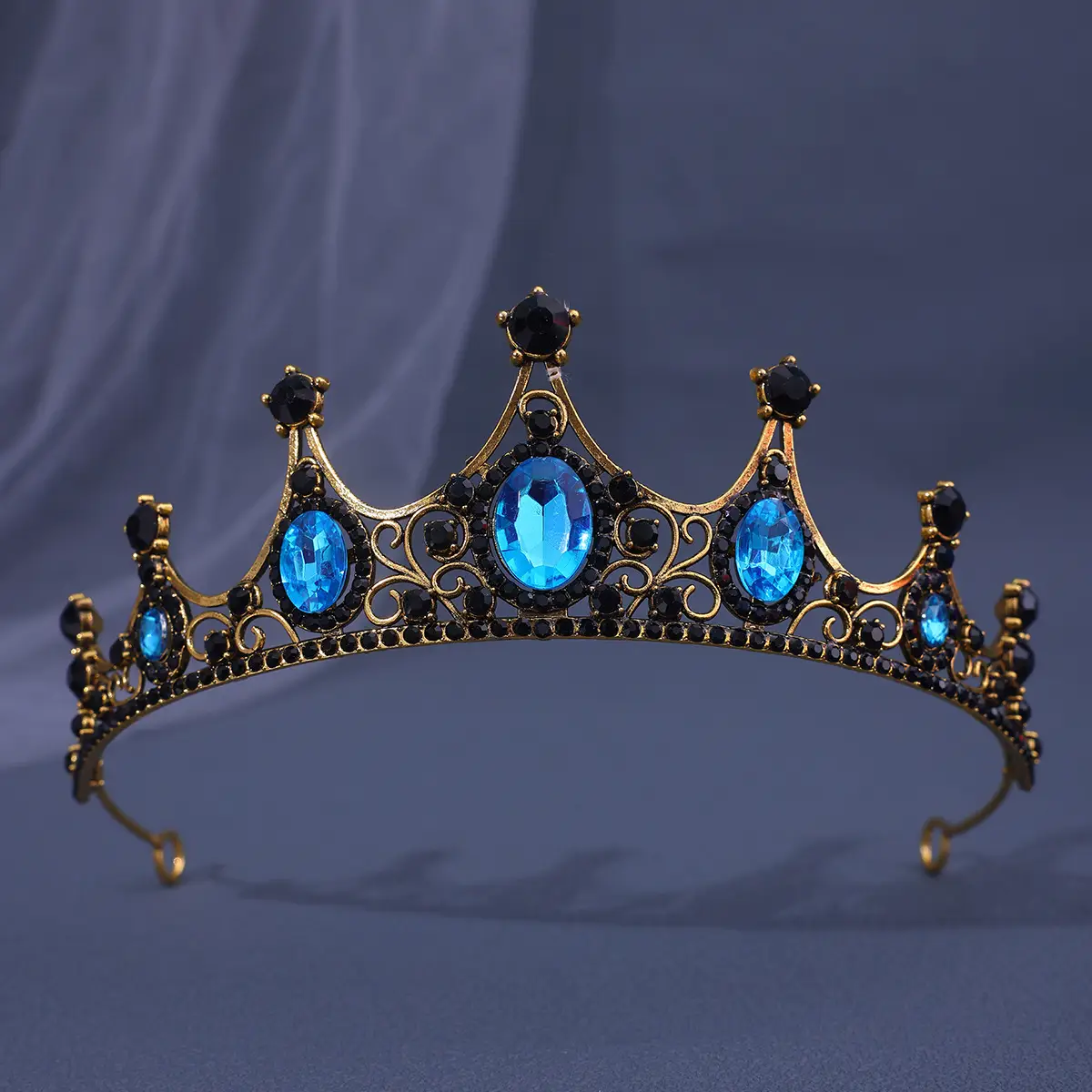 Vintage Baroque Crown with Blue Rhinestones - Image 20