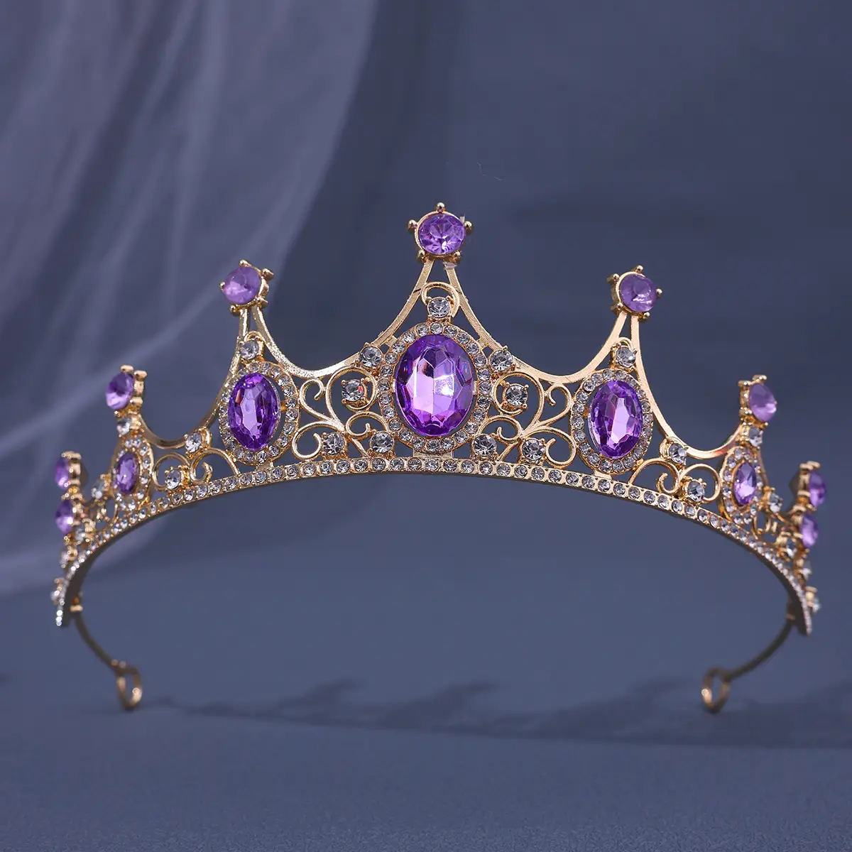 Vintage Baroque Crown with Blue Rhinestones - Image 5