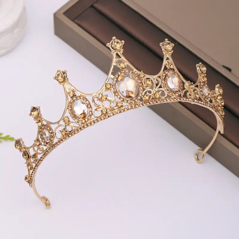 Vintage Baroque Crown with Blue Rhinestones - Image 6