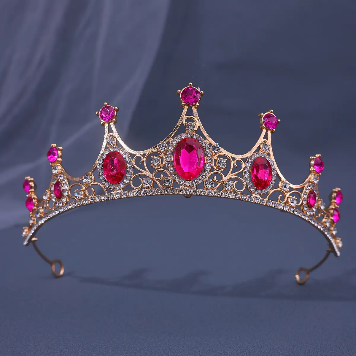 Vintage Baroque Crown with Blue Rhinestones - Image 7