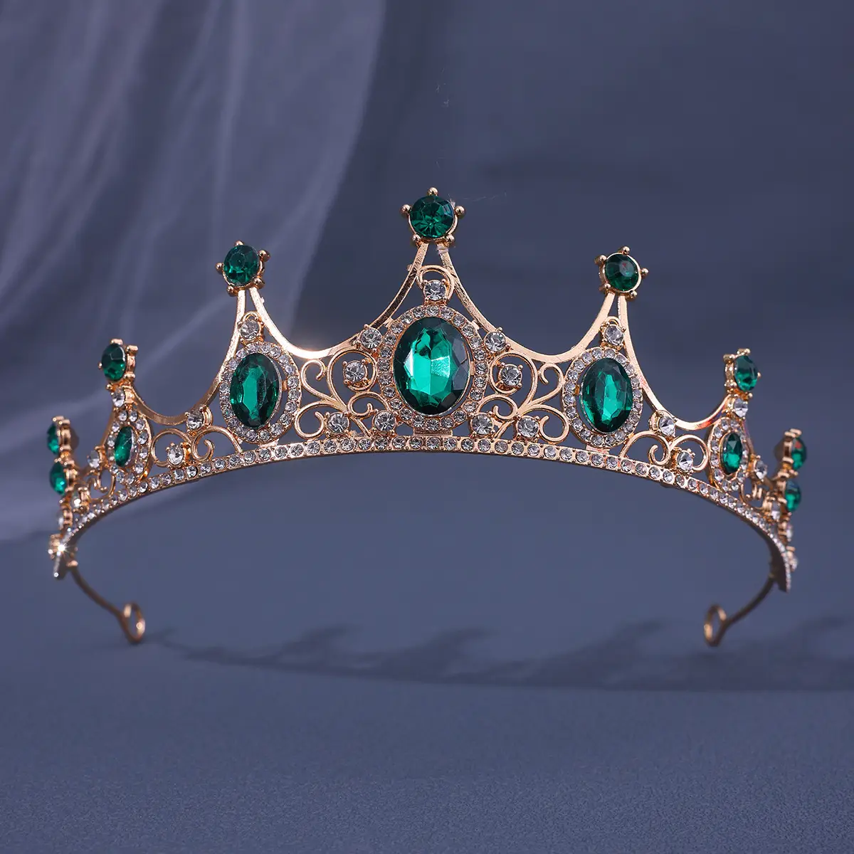 Vintage Baroque Crown with Blue Rhinestones - Image 8