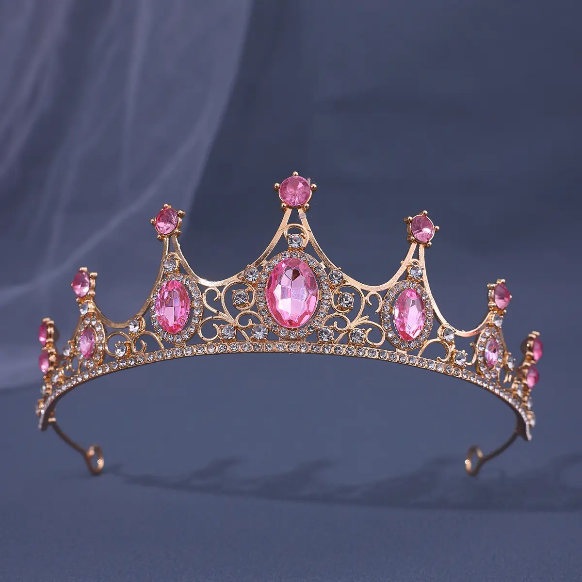 Vintage Baroque Crown with Blue Rhinestones - Image 9