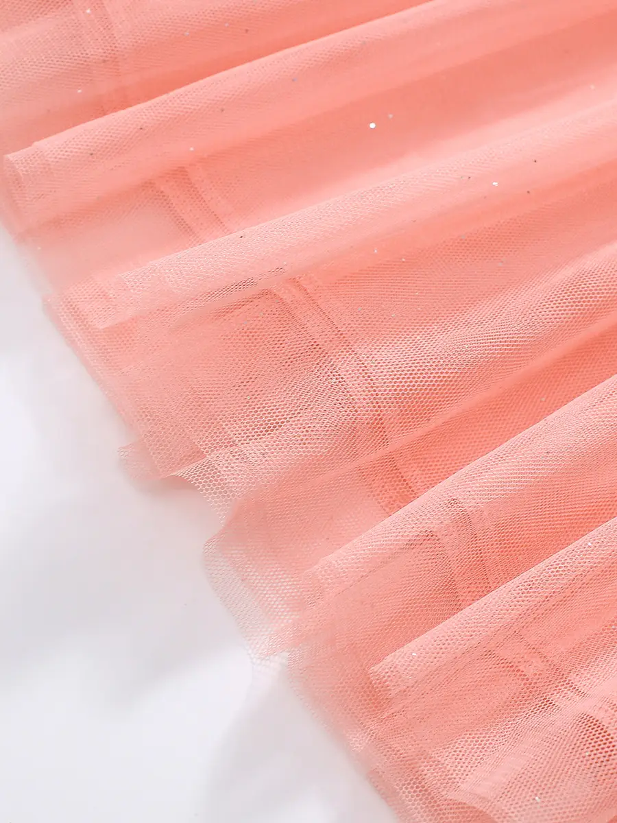 Little Maven Cartoon Girls Skirt Peach Striped Summer Dress - Image 4