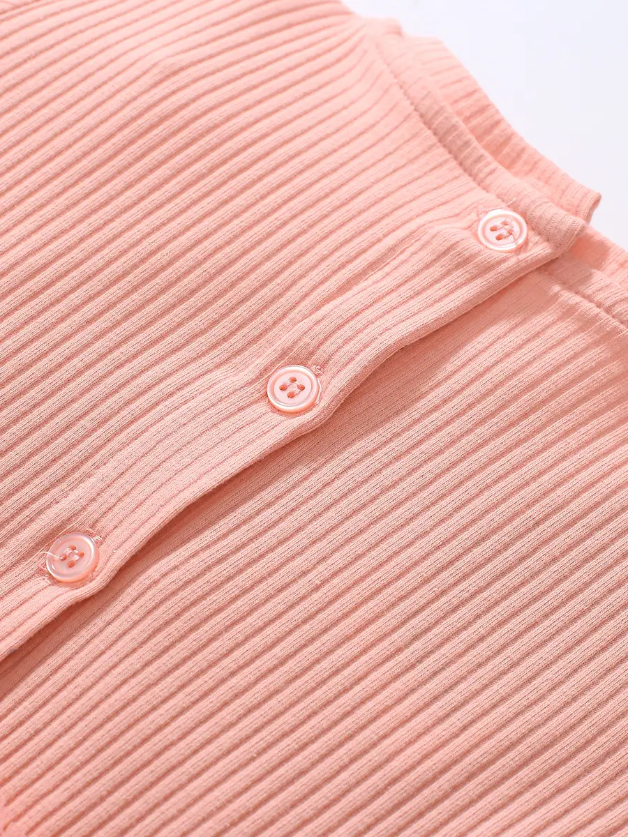 Little Maven Cartoon Girls Skirt Peach Striped Summer Dress - Image 5