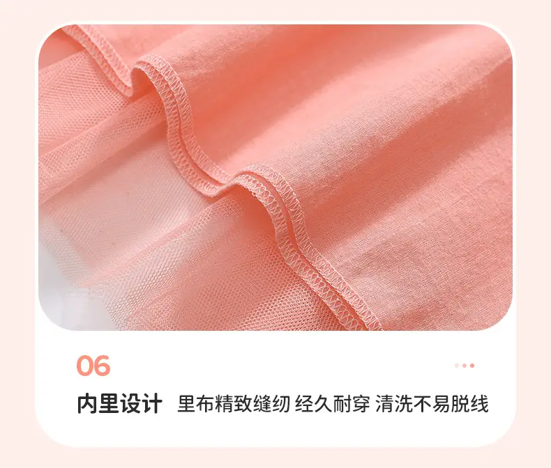 Little Maven Cartoon Girls Skirt Peach Striped Summer Dress — feature 13