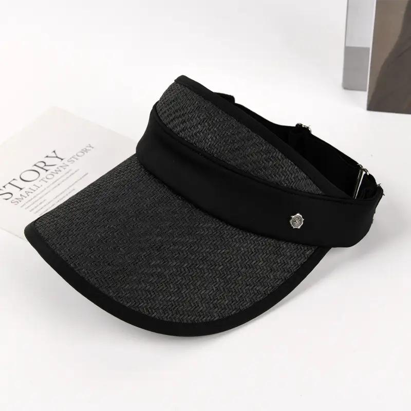 Women Straw Sun Visor with UV Mask - Image 6