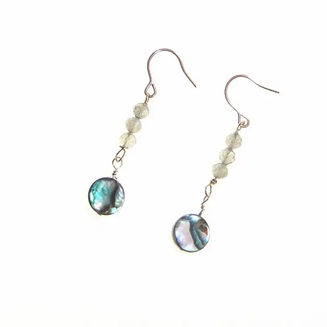 Natural Abalone Moonstone Earrings Women Gold Plated - Image 4