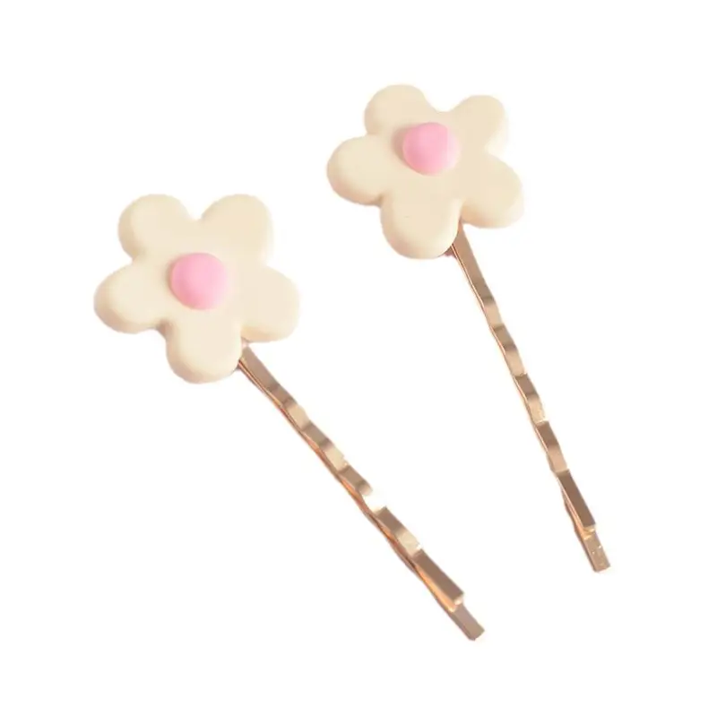 Cute Flower Hair Clips for Girls Pink Center - Image 5