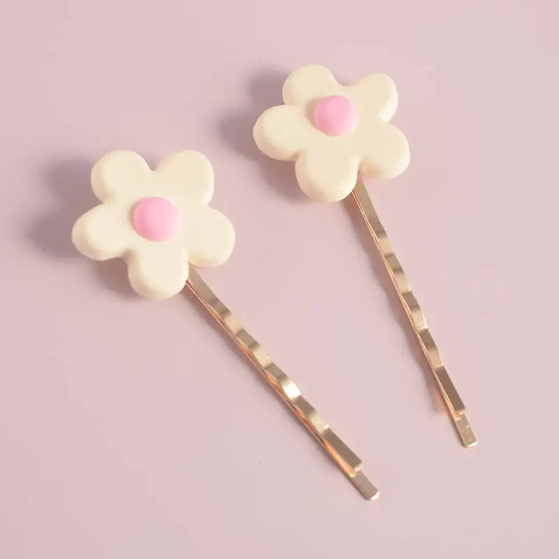 Cute Flower Hair Clips for Girls Pink Center — feature 6