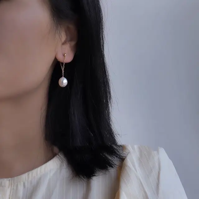 Pearl Earrings Chain 925 Silver Pin Fashion - Image 2