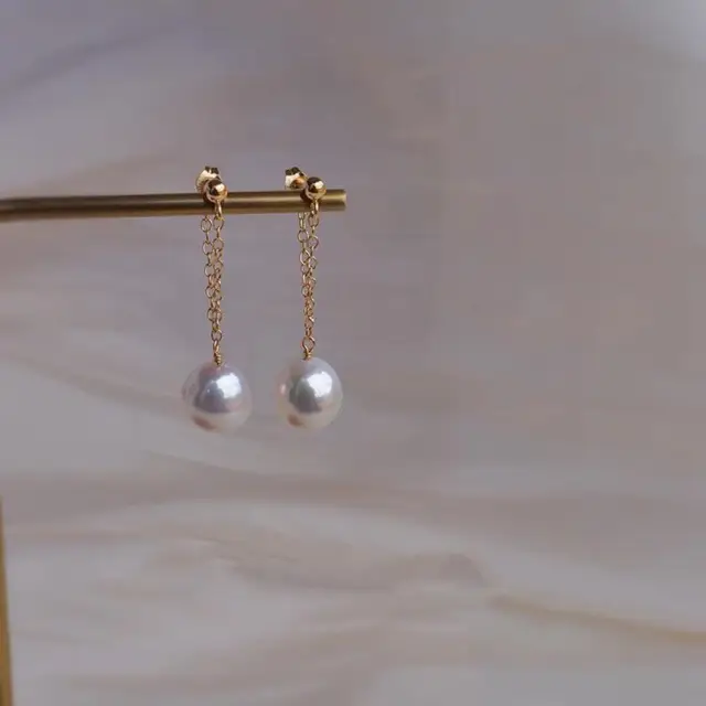 Pearl Earrings Chain 925 Silver Pin Fashion - Image 3