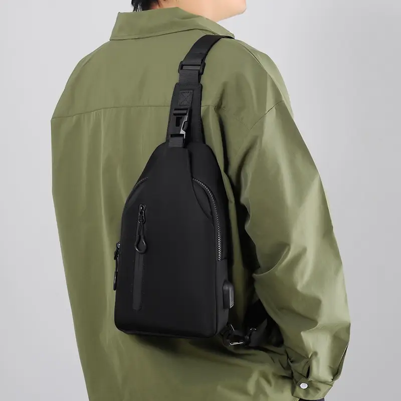 Men's Blue Water-Repellent Crossbody Bag