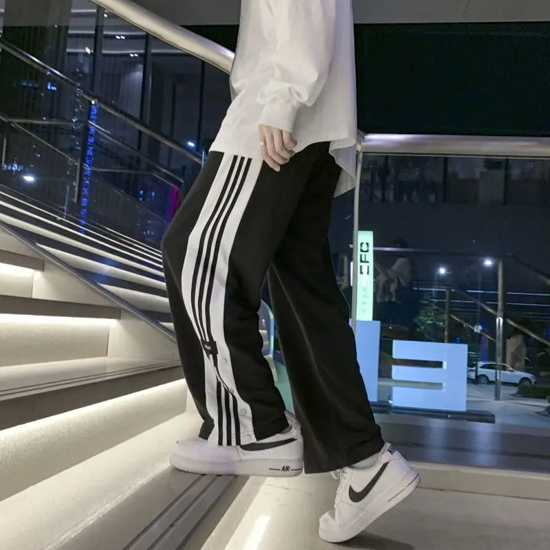 American Vibe School Pants White Black Stripes Wide Leg - Image 6