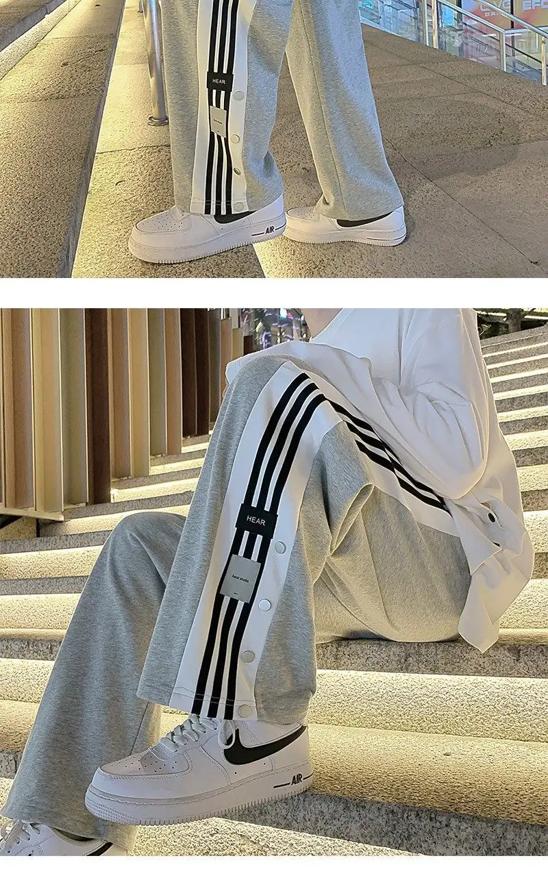 American Vibe School Pants White Black Stripes Wide Leg — feature 11