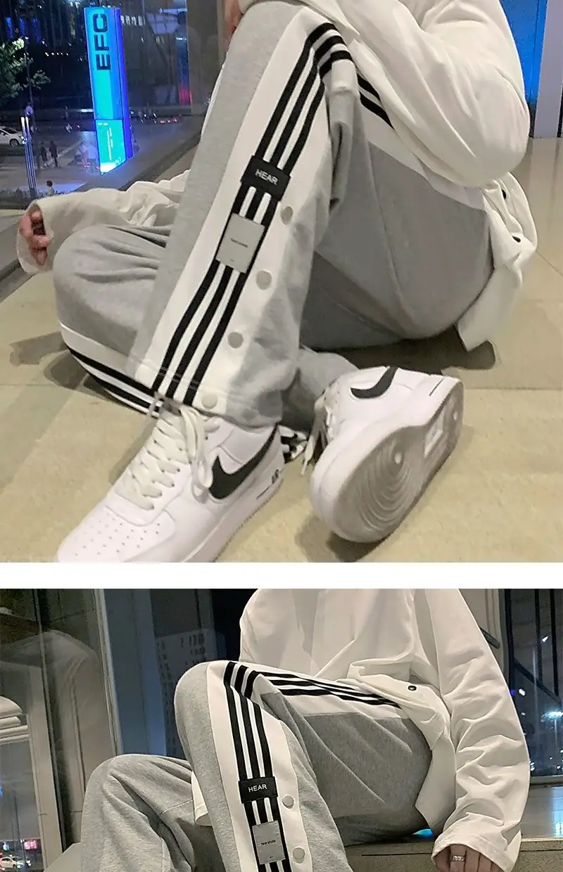 American Vibe School Pants White Black Stripes Wide Leg — feature 13