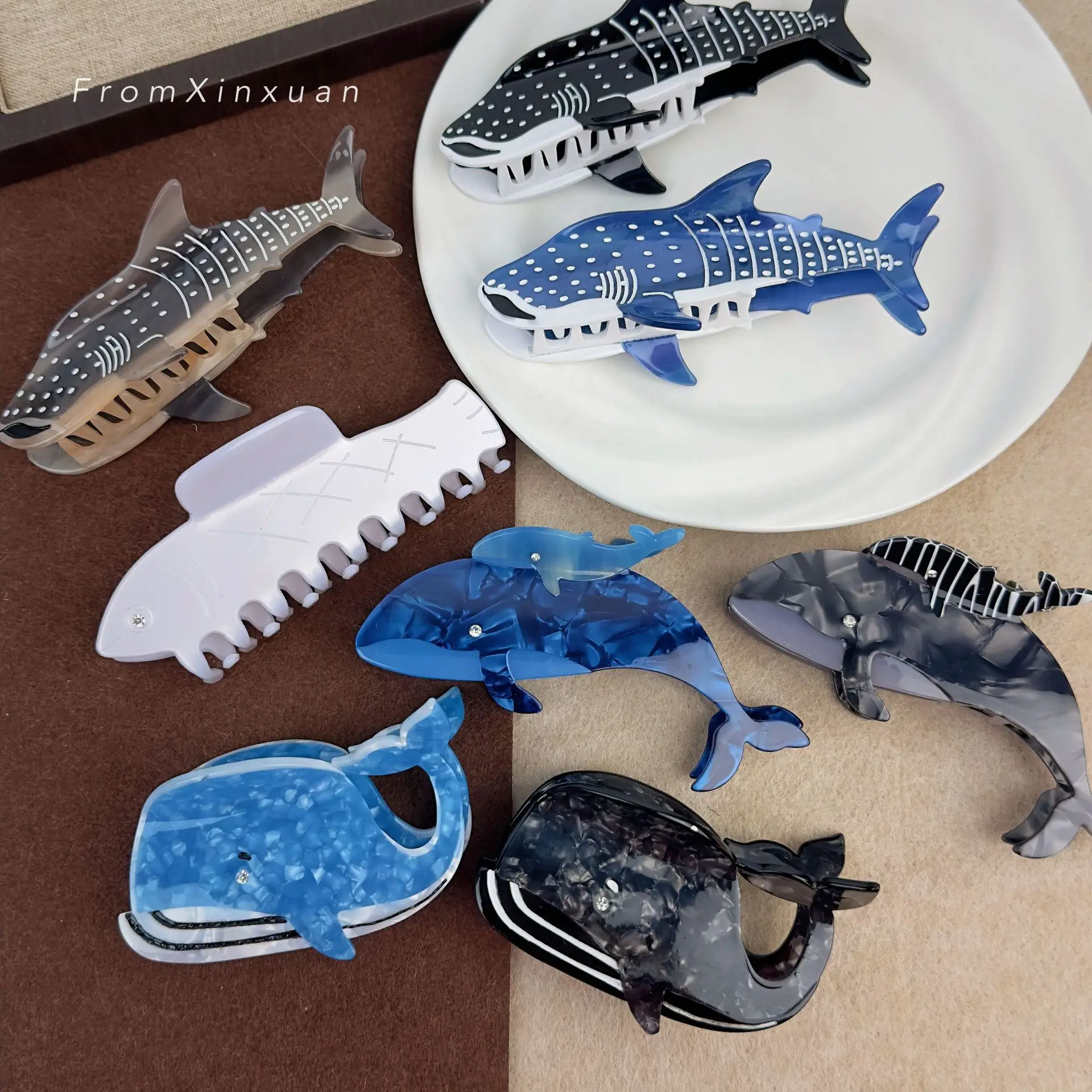 Blue Shark Grip Alternative Personality Acetate Clip