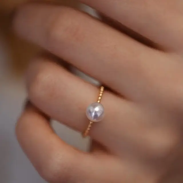 Adjustable Pearl Ring for Women Gold Plated - Image 4
