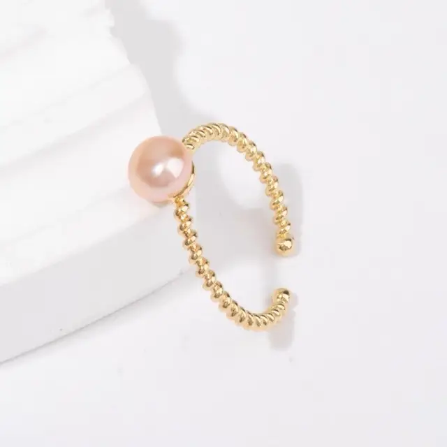 Adjustable Pearl Ring for Women Gold Plated - Image 5