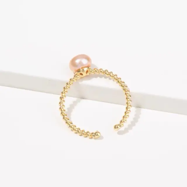 Adjustable Pearl Ring for Women Gold Plated - Image 6