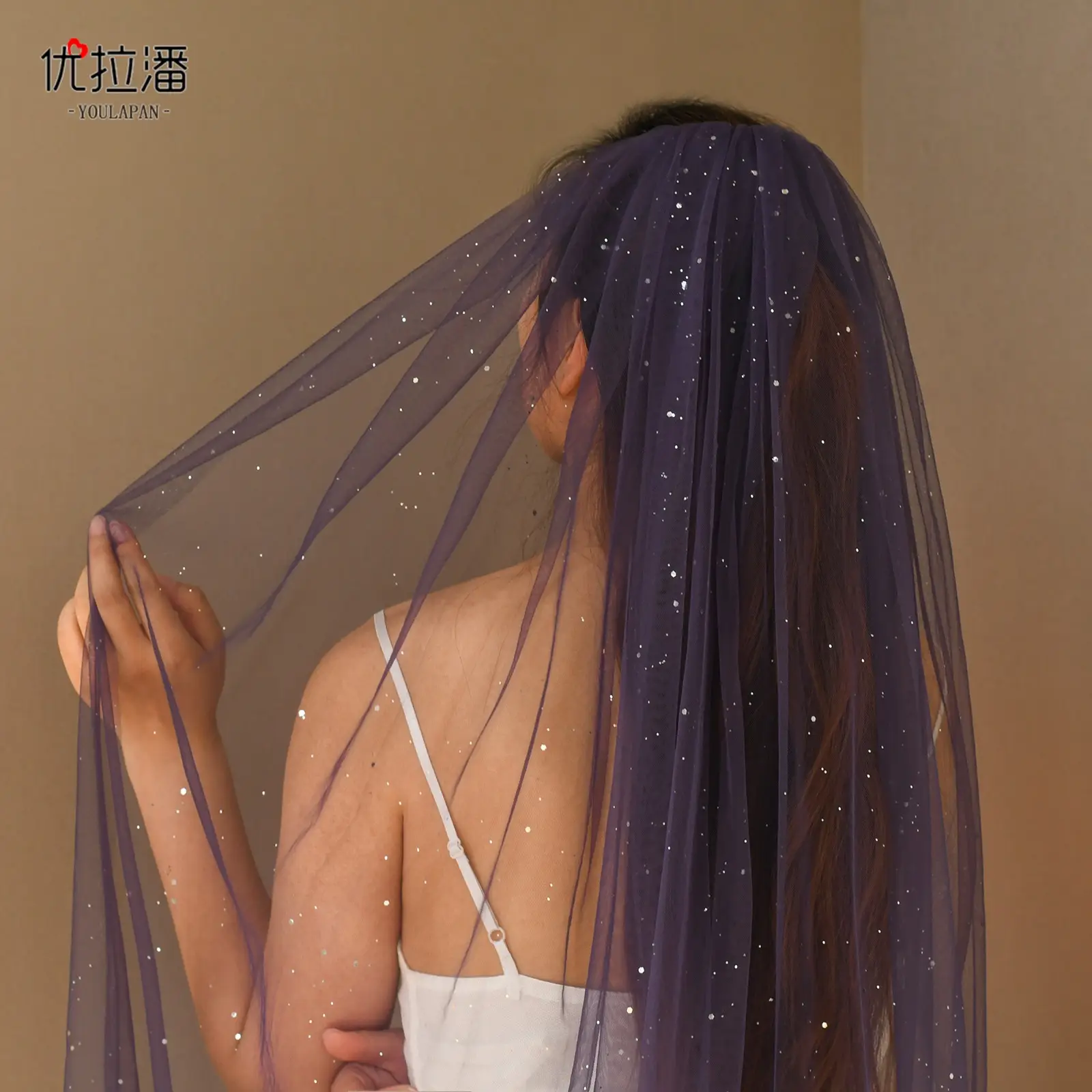 Yulapan V221 Bronzing Veil Bridal Stage Wear Maroon — feature 14