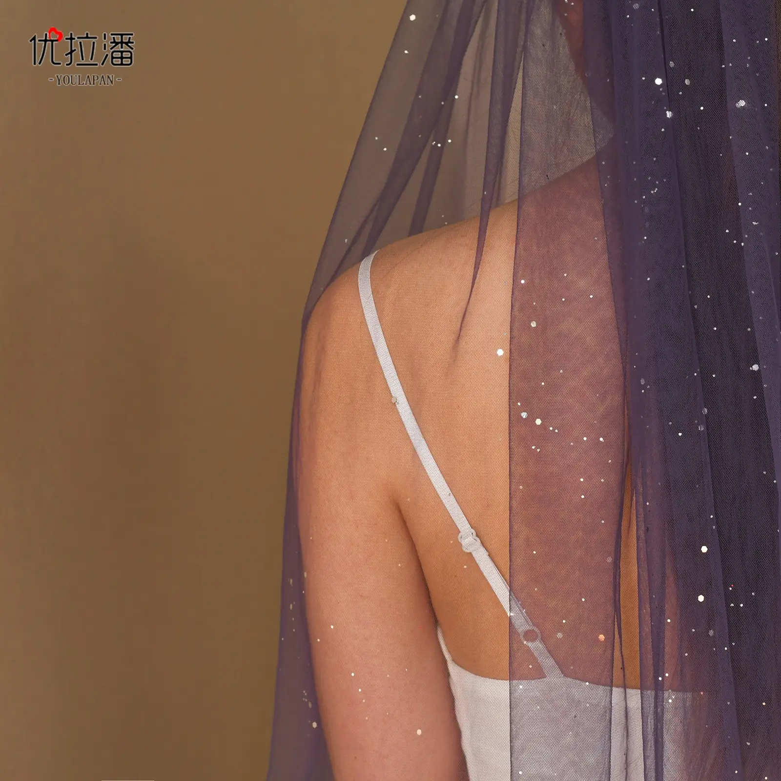 Yulapan V221 Bronzing Veil Bridal Stage Wear Maroon — feature 15