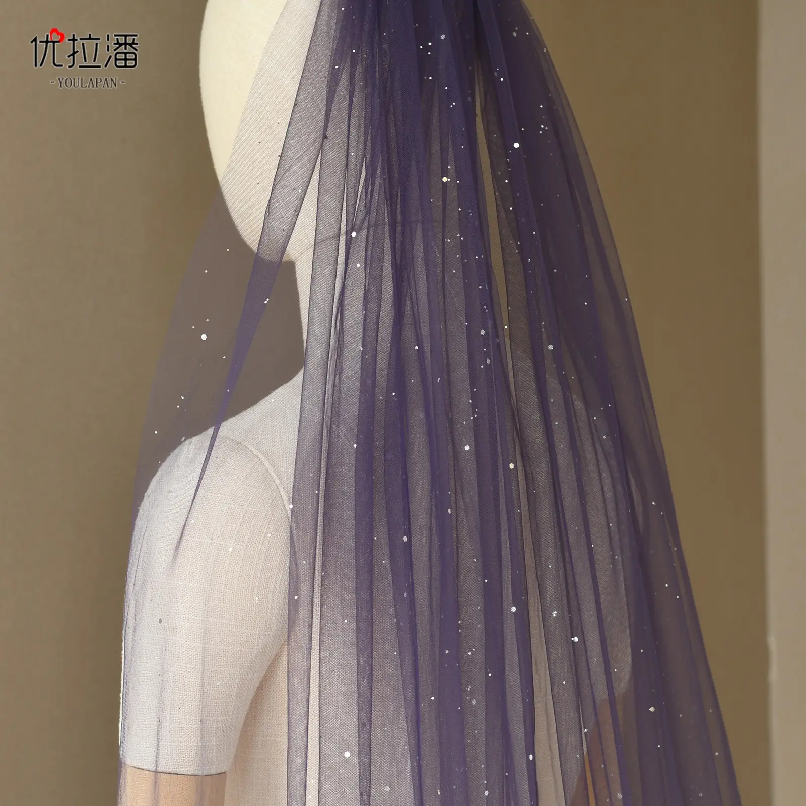 Yulapan V221 Bronzing Veil Bridal Stage Wear Maroon — feature 19