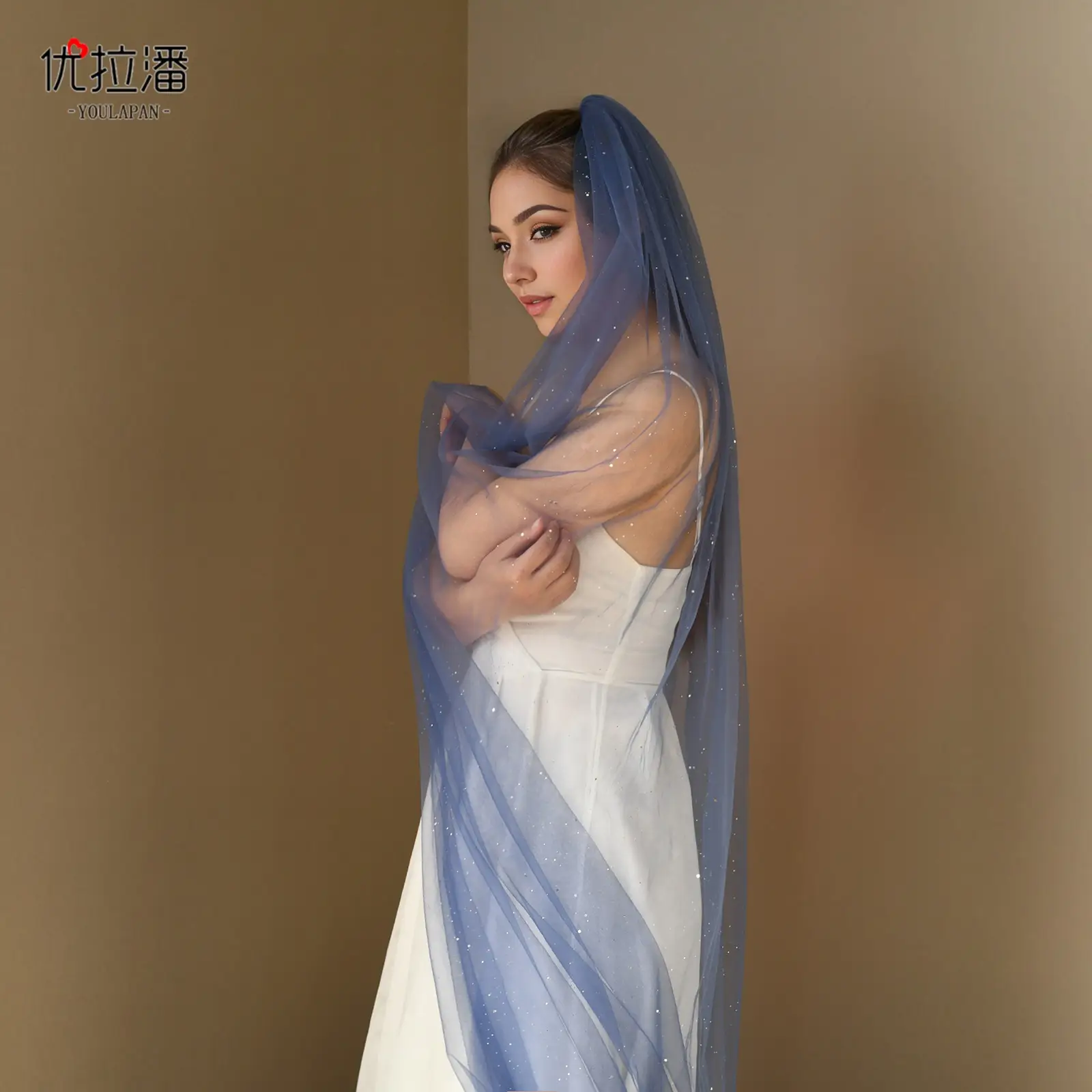 Yulapan V221 Bronzing Veil Bridal Stage Wear Maroon — feature 24