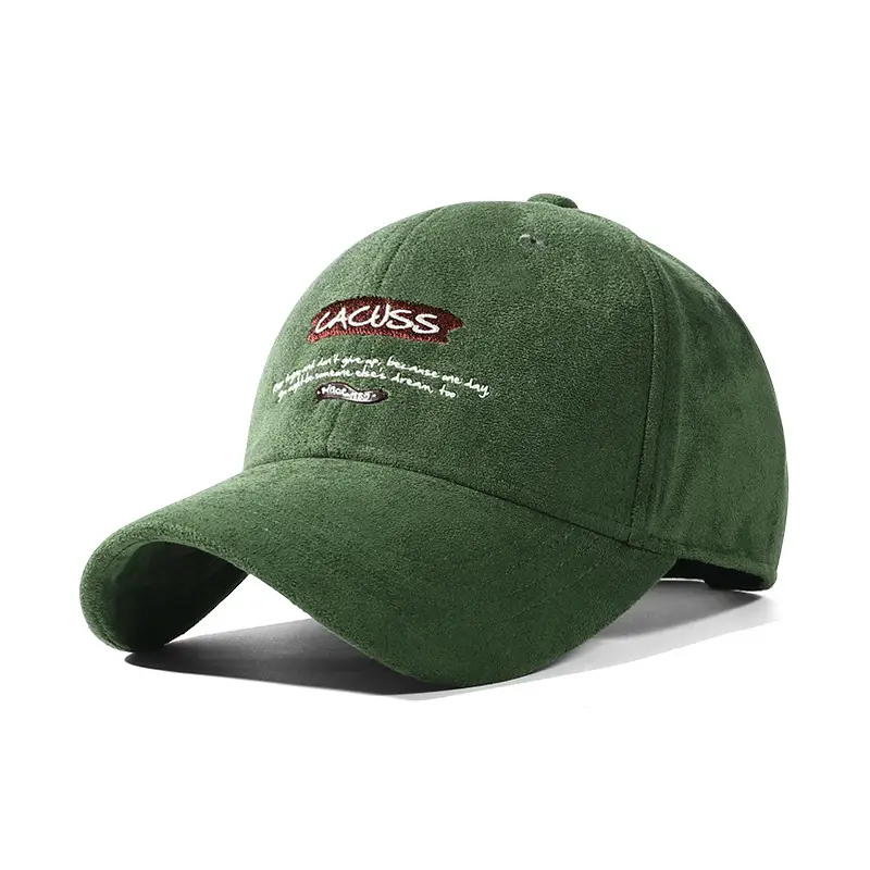 Green Suede Baseball Cap for Women Large Head - Image 2