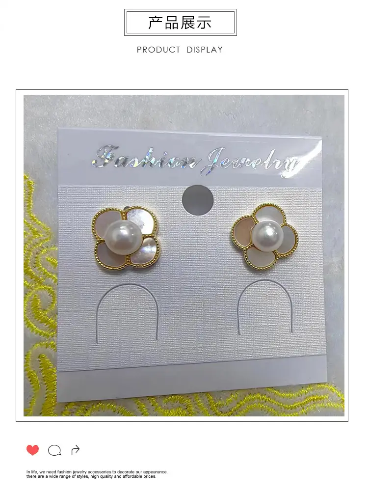 Four Leaf Petal Pearl Earrings Gold Plated — feature 5