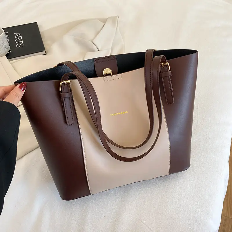 Retro Brown Beige Women's Shoulder Tote Bag 2023 - Image 5