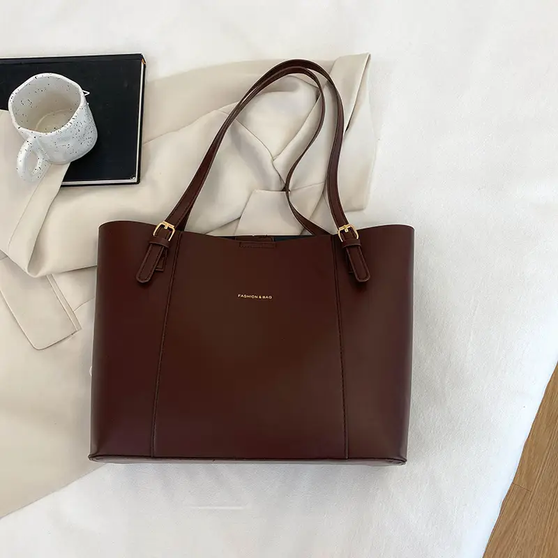 Retro Brown Beige Women's Shoulder Tote Bag 2023 - Image 2