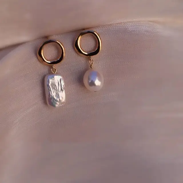 Natural Pearl Silver Needle Earrings for Women - Image 4