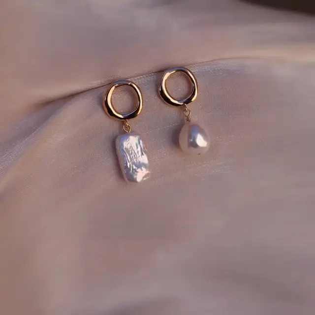 Natural Pearl Silver Needle Earrings for Women - Image 5