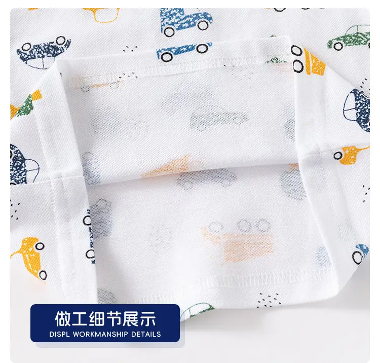 New Boys Printed Polo Shirt White Blue Short Sleeve — feature 13