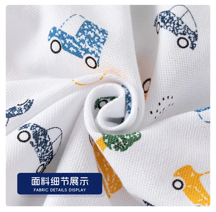 New Boys Printed Polo Shirt White Blue Short Sleeve — feature 14
