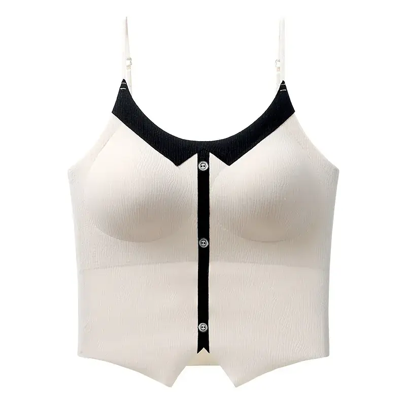 Women's Long Tube Camisole with Built-In Bra & Chest Pads