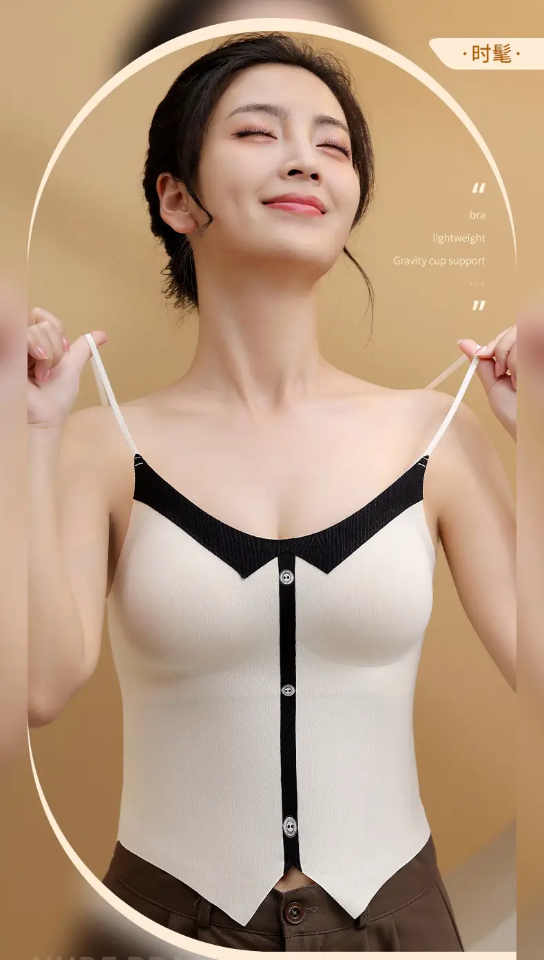 Women's Long Tube Camisole with Built-In Bra & Chest Pads — feature 1