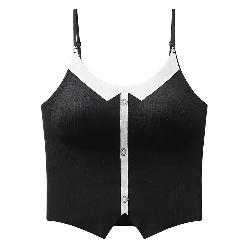 Women's Long Tube Camisole with Built-In Bra & Chest Pads