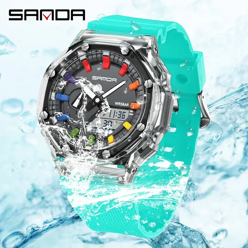 Sanda Waterproof Summer Watch for Men Women Transparent Case - Image 11