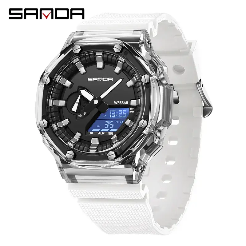 Sanda Waterproof Summer Watch for Men Women Transparent Case - Image 3