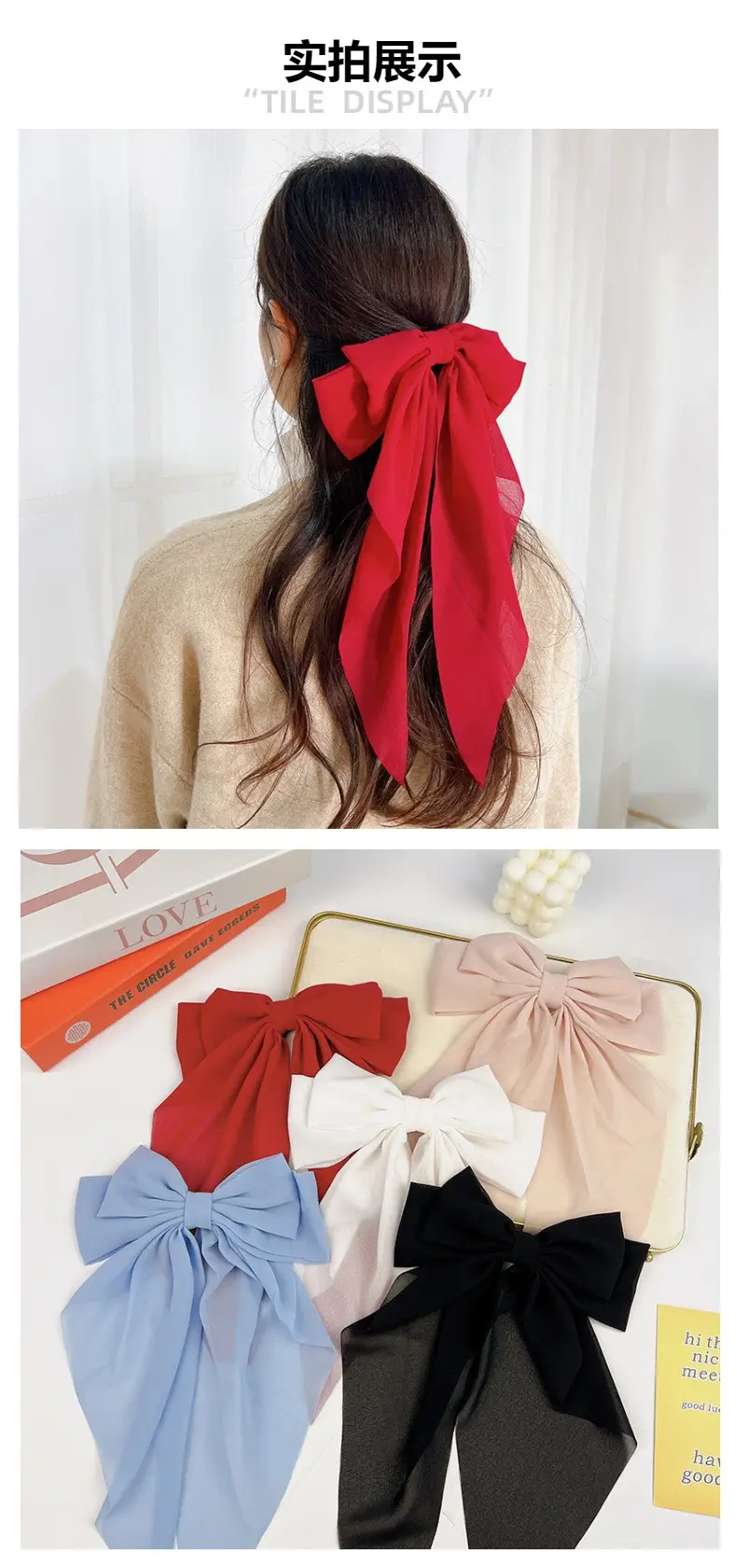 Lilac Bow Hairpin for Women with Spring Clip — feature 4