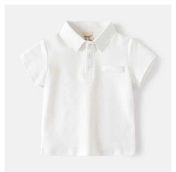 Boys Cotton Polo Shirt White Short Sleeve Summer β feature 13