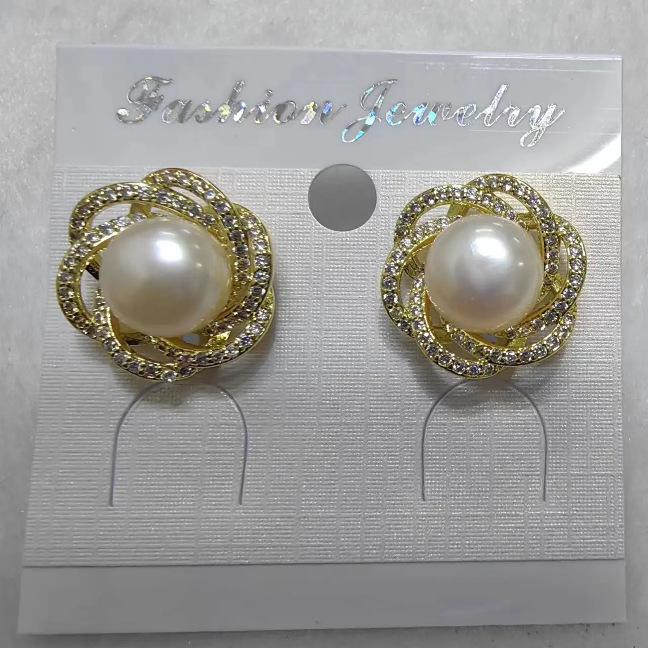 Full Circle Diamond Pearl Earrings for Women - Image 3