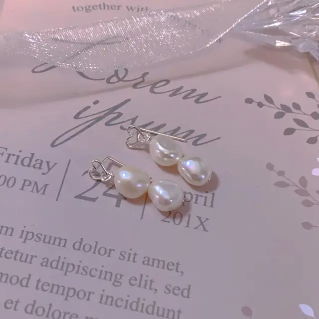 Two Baroque Pearl Earrings S925 Silver Women