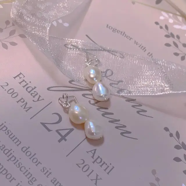 Two Baroque Pearl Earrings S925 Silver Women